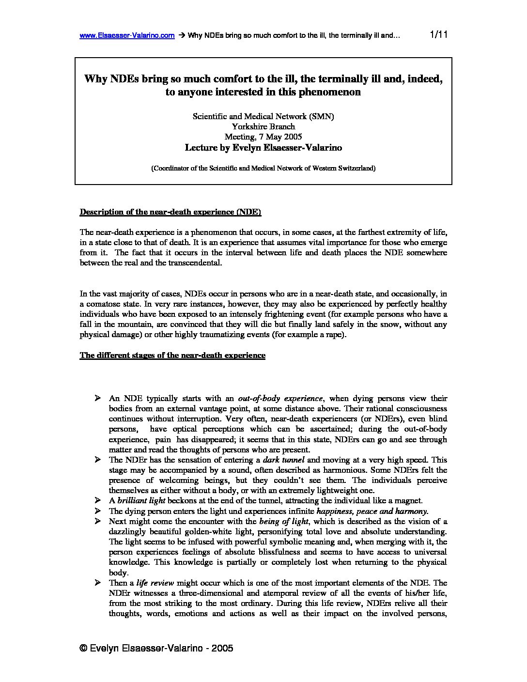 2005.05.07 | Why NDEs bring comfort | Conference